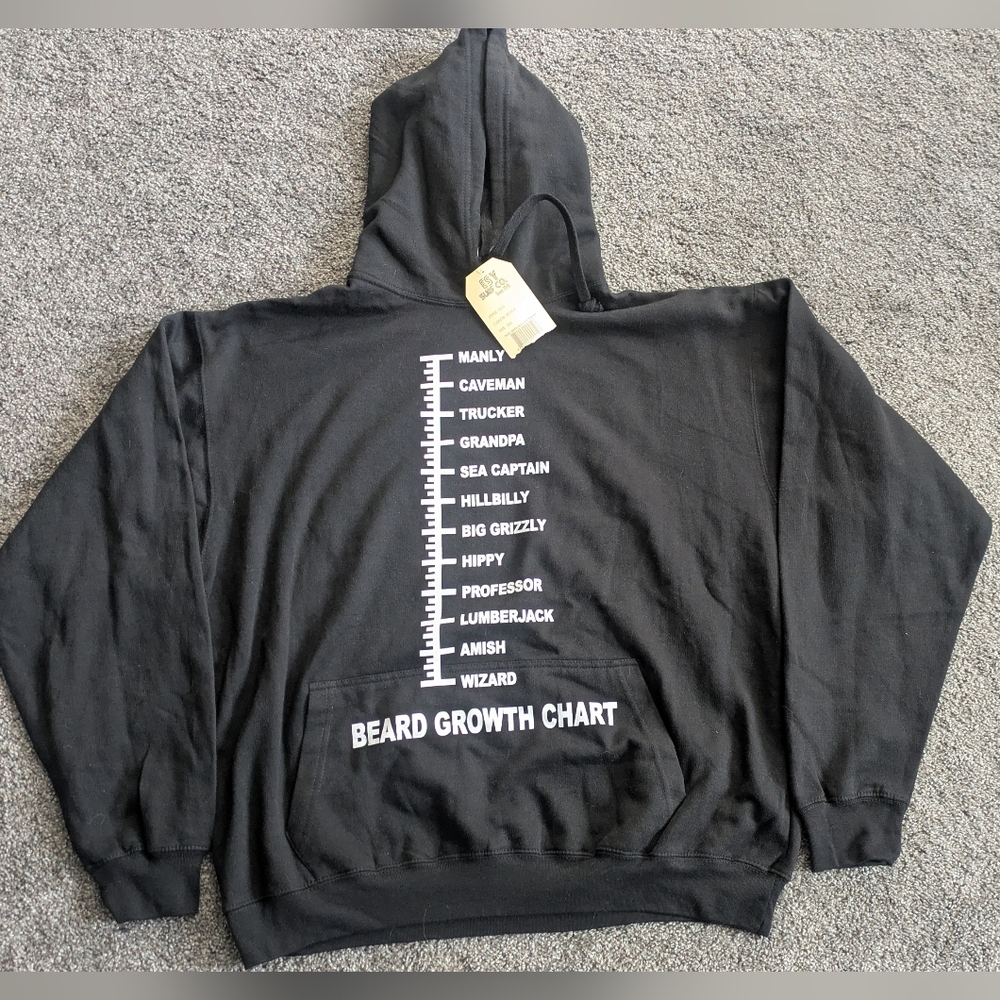 Beard Growth Chart Black Hoodie